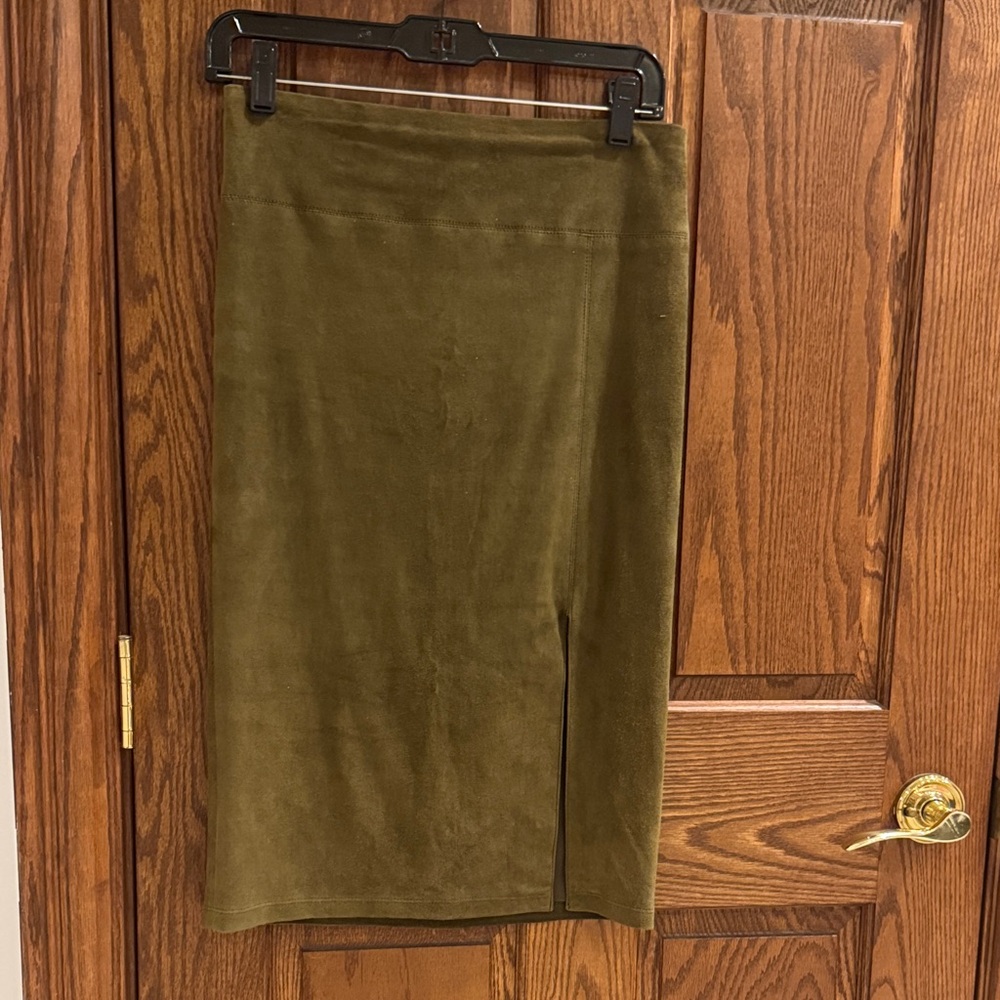 Alice & Olivia Olive Green Suede Skirt